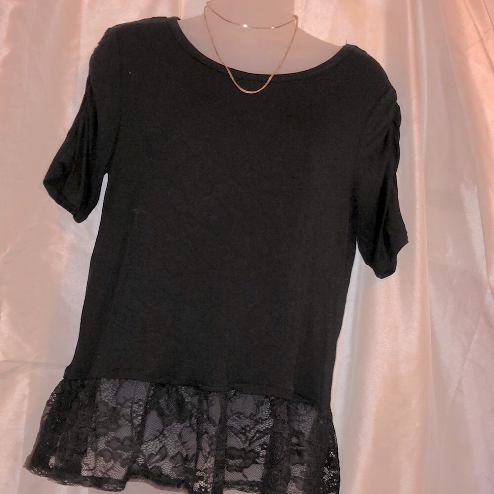 Black frilly & Lacey night out top.
